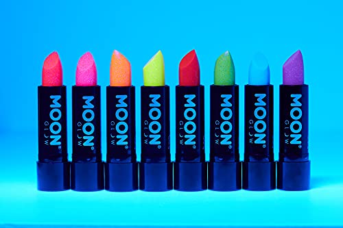 Neon UV Glitter Lipstick by Moon Glow - Red - Bright Neon Coloured Lipstick - Gl