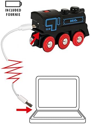 BRIO World Rechargeable Engine Train with Mini USB Cable for Kids Age 3 Years Up - Compatible with all BRIO Railway Sets & Accessories