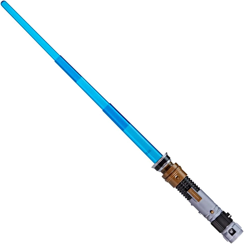 Star Wars Lightsaber Forge Obi-Wan Kenobi Electronic Extendable Blue Lightsaber Toy, Customizable Roleplay Toy