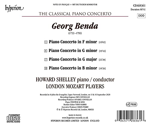 London Mozart Players - Benda: Piano Concertos Vol. 8 [London Mozart Players; Howard Shelley] Hyperion [Audio CD]