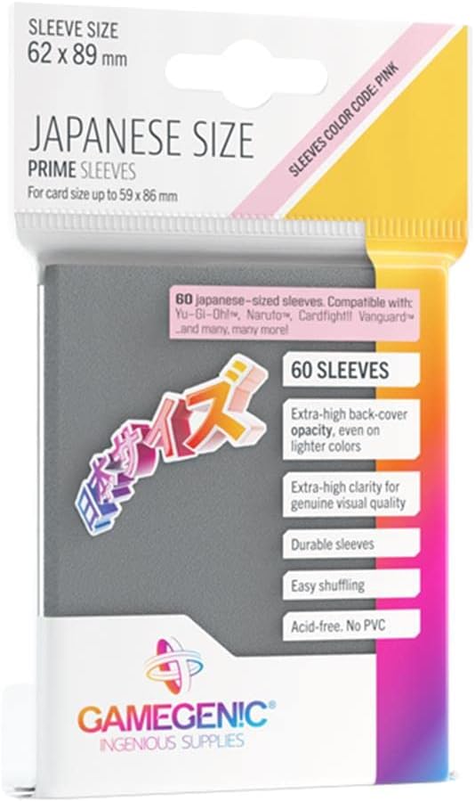 Prime Japanese Sized Sleeves Dark Grey - Multi-Language (Includes Spanish)