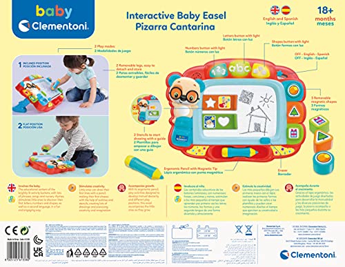 Clementoni 61338 Baby Interactive Magnetic Easel for Toddlers-Ages 18 Months Plu