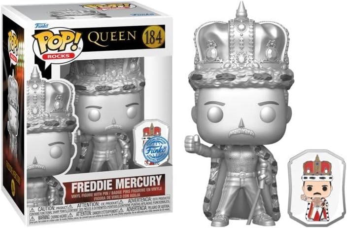 Queen - King Freddie Mercury Platinum Funko 68953 Pop! Vinyl with Pin (Yachew Exclusive)