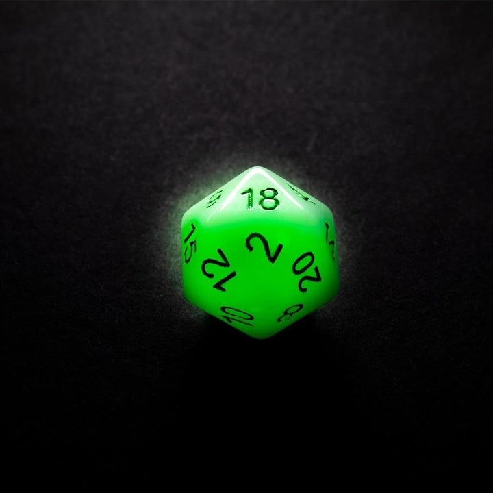 Glow Series Toxic Stones RPG Dice Set | Set of 7 Glow-in-The-Dark Dice in a Vari