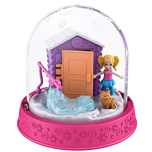 Mattel Polly Pocket Snow Scene Winter Cabin Ornament Mini Playset