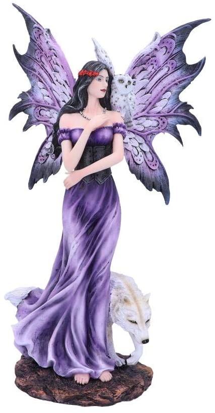 Nemesis Now Amethyst Purple Wolf and Owl Fairy Companion Figurine, Polyresin, 39