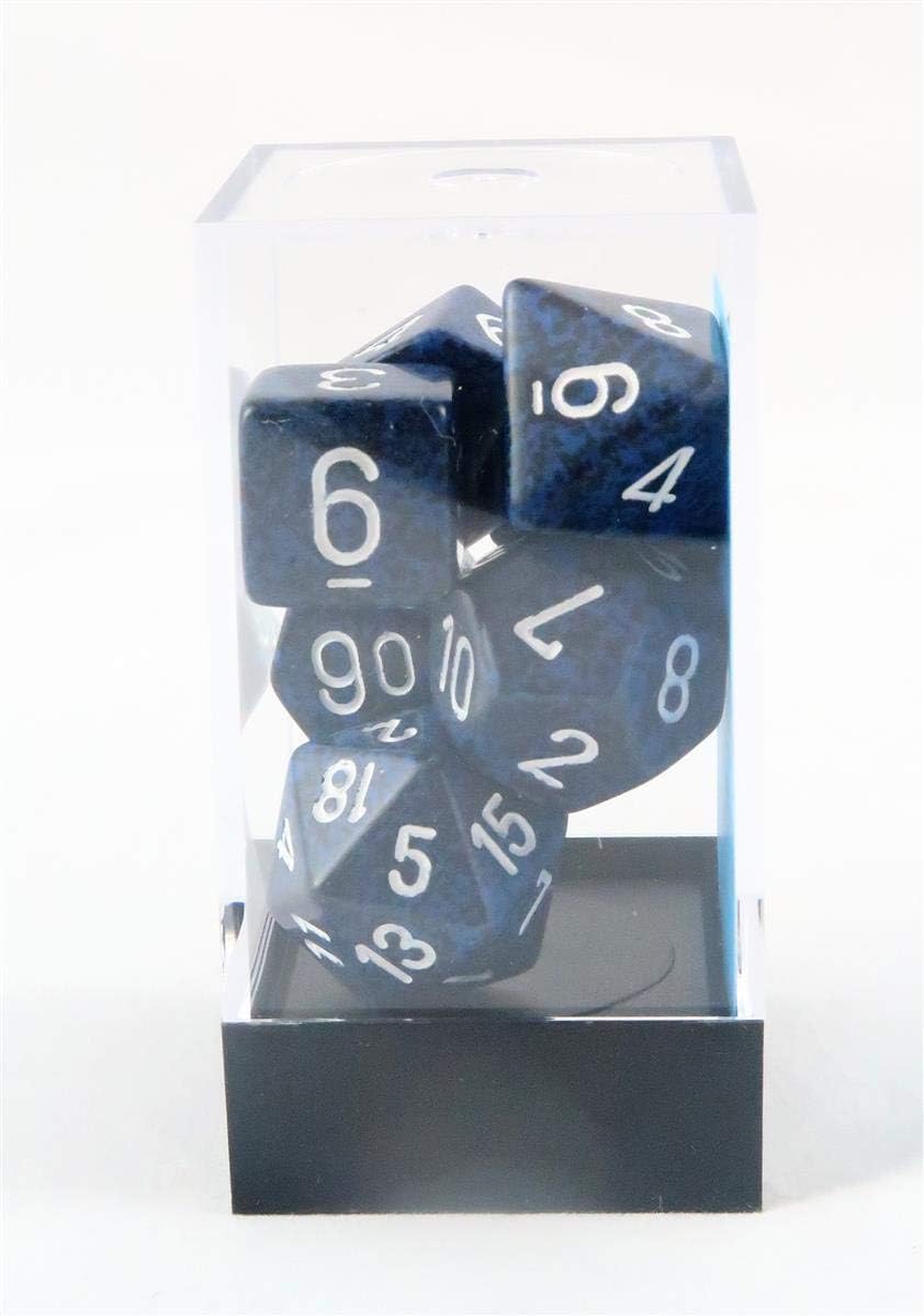 Chessex DND Dice Set-Chessex D&D Dice-16mm Speckled Stealth Plastic Polyhedral Dice Set-Dungeons and Dragons Dice ludes 7 Dice