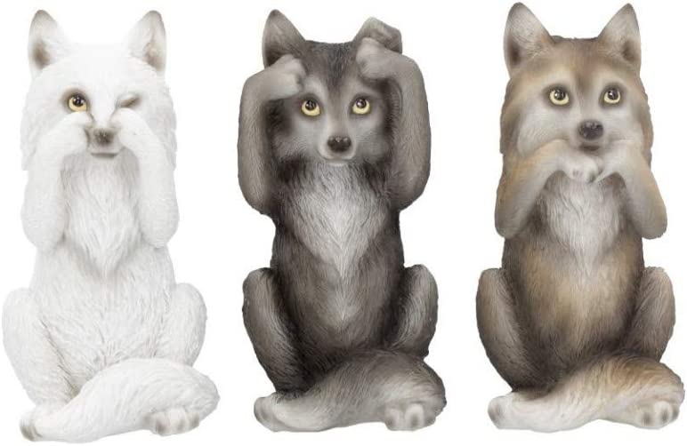 Nemesis Now B4472N9 Three Wise Wolves 10cm Figurine, Resin, Grey, One Size