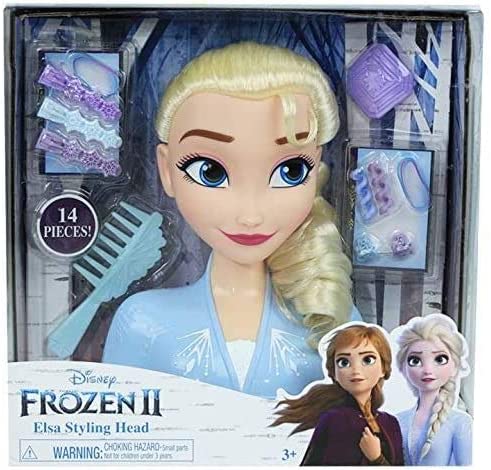 JP Disney Styling Frozen 2 Elsa Styling Head, Dolls and Accessories, Pretend Play, Gifts for Kids 3 and Up