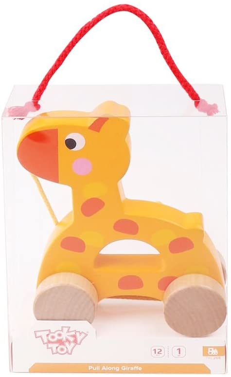 Tooky Toy 921 TKC266 EA Wooden Pull Along Giraffe (EXP), yeollow