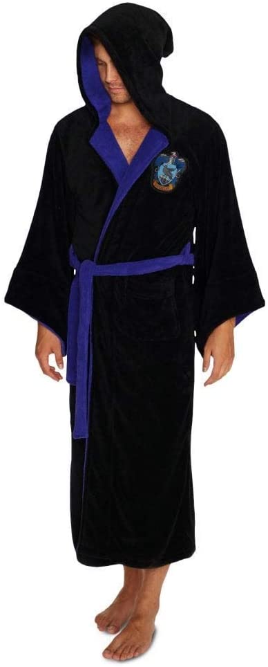 Groovy Ravenclaw Harry Potter Hooded Bathrobe, Polyester, Black, One Size