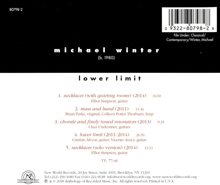 Michael Winter: Lower Limit [Audio CD]