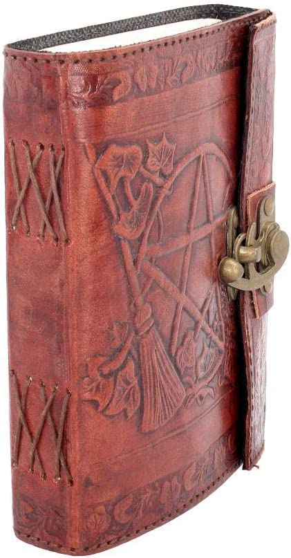 Nemesis Now Pentagram Embossed Leather Journal With Lock 20cm Brown