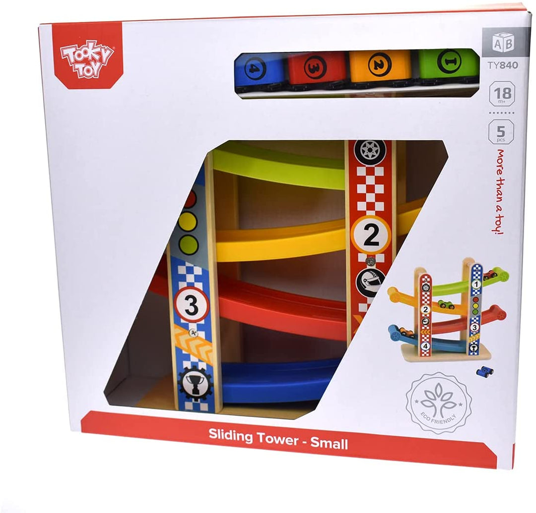 Tooky Toy 921 TY840 EA Petite tour coulissante en bois, multicolore