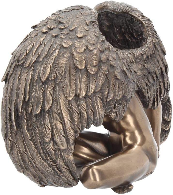 Nackter männlicher Engel mit Flügeln, Figur, Statue, Skulptur, Bronze-Finish, nackter Mann, Orn