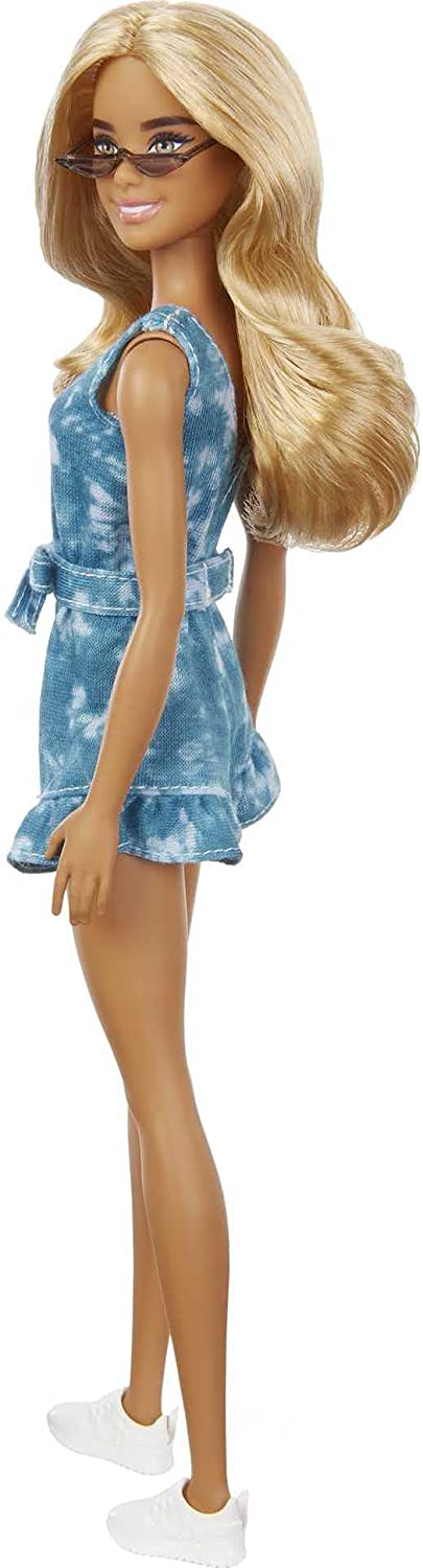 Barbie GRB65 Fashionista Doll Wearing Tie-Dye Romper, Multicolor, 31.75 cm*5.08