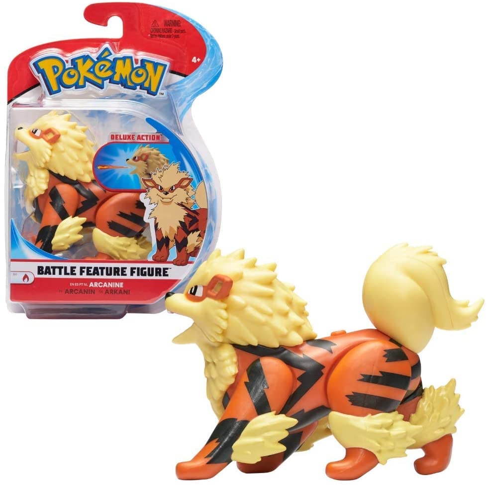 Wicked Cool Toys Pokemon Battle Feature Figure 12 centimeters Arcanine, New Poke