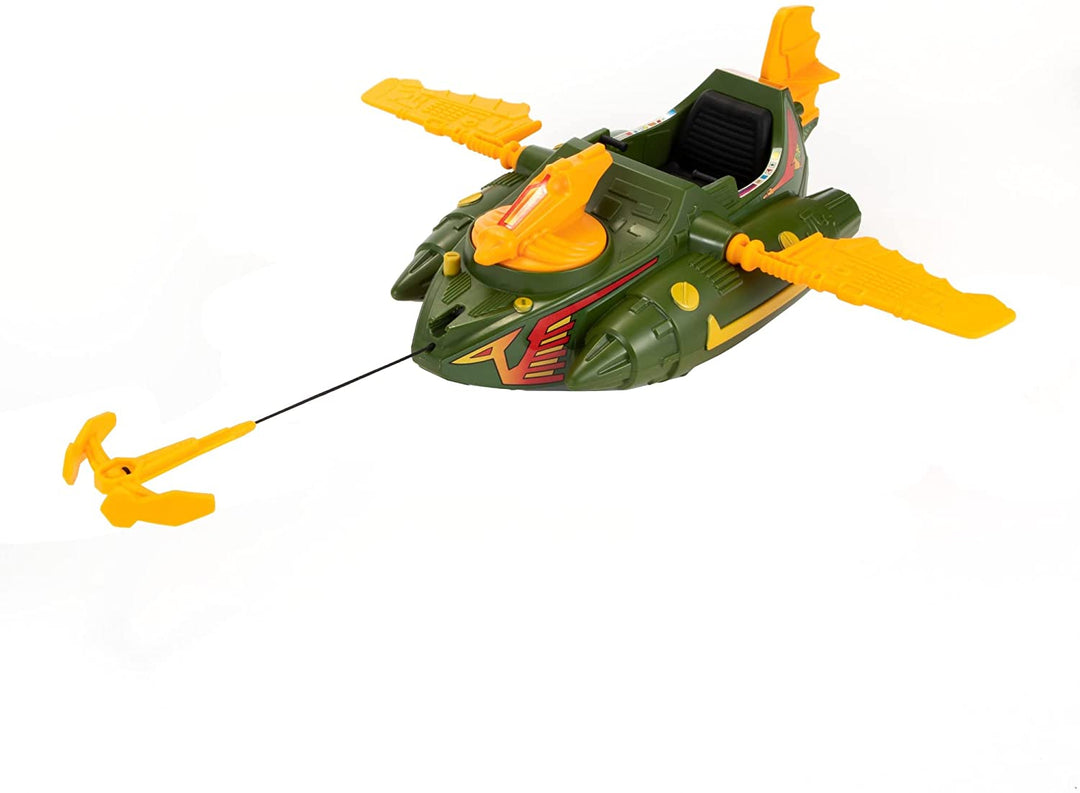 Masters of the Universe Origins Wind Raider-Fahrzeug mit Abschlepphaken, einziehbarem Kabel und Ausstellungsständer zum Spielen und Präsentieren von MOTU-Geschichten, Geschenk für Kinder ab 6 Jahren