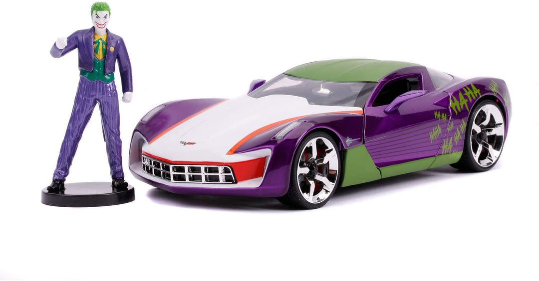 Jada 253255020 Chevrolet Joker 2009 Chevy Corvette Stingray 1:24 Scale DIE-CAST CAR, Purple, Green, White