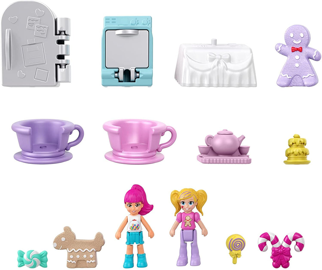 Polly Pocket Candy Cutie Gumball Compact, Gumball Theme with Micro Polly & Margot Dolls, 5 Reveals & 13 Related Accessories