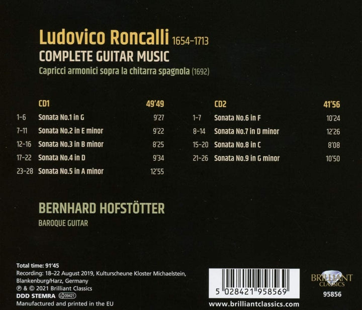 Bernhard Hofstötter - Roncalli: Complete Guitar Music [Audio CD]