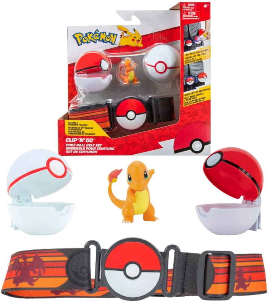 Pokemon Clip and Go Belt Set Charmander Glumanda & Pokemon Balls - 1 x 5 cm Poke