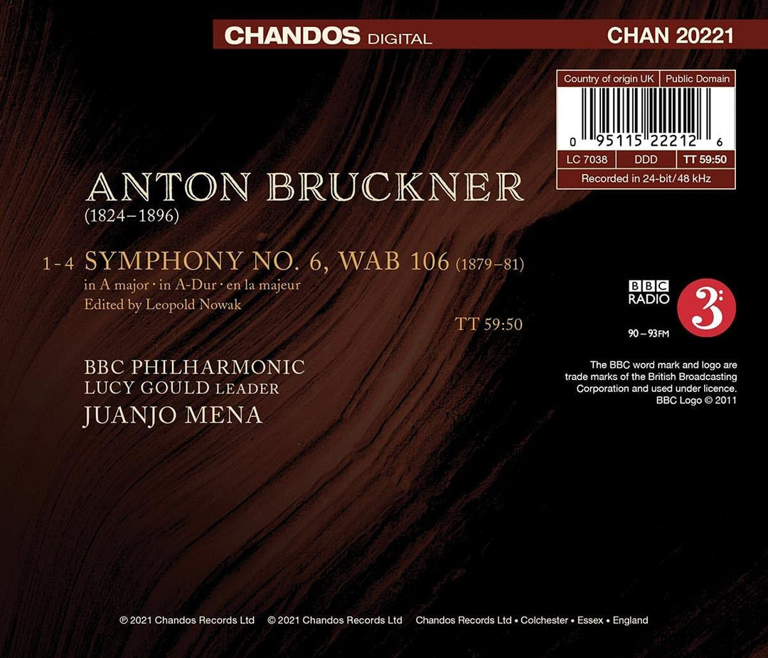 Bruckner: Symphony 6 [BBC Philharmonic; Juanjo Mena] [Chandos Records: CHAN 20221] [Audio CD]