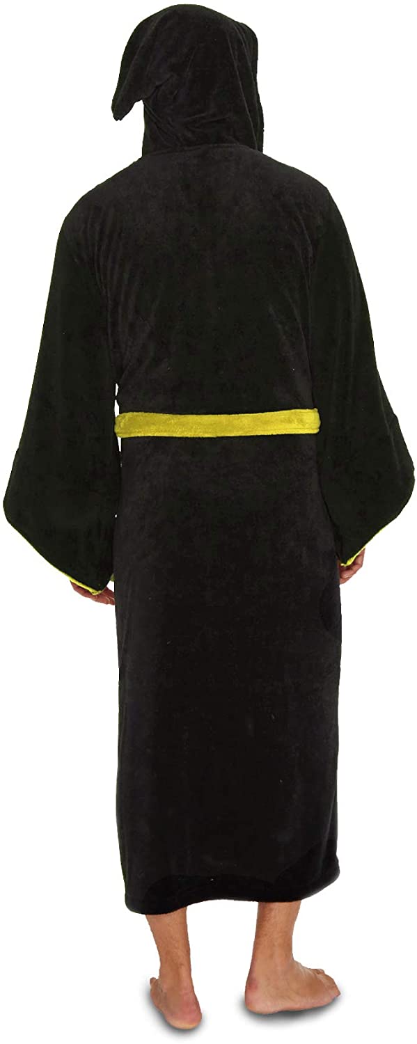 Groovy Hufflepuff Harry Potter Hooded Bathrobe, Polyester, Black, One Size