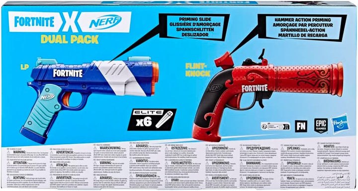 Nerf Fortnite Dual Pack, includes 2 Fortnite Blasters and 6 Nerf Elite Darts