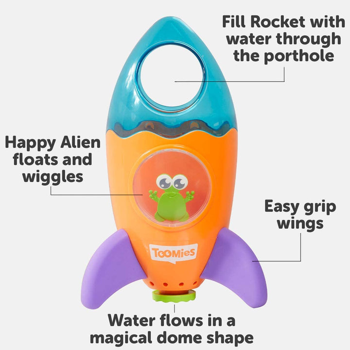 Toomies E72357 Tomy Fountain Rocket Bath Shower Baby Toy for Water Play Preschool Children's, Multicolour, 16 x 14 x 28 cm