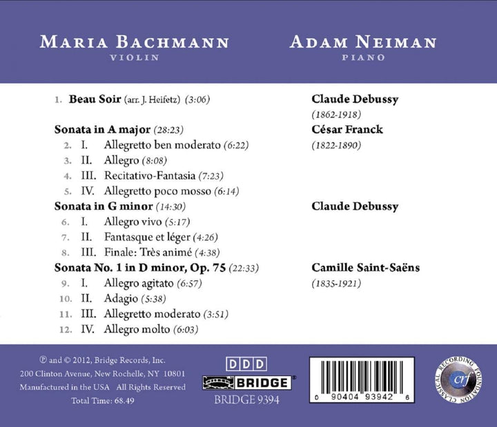 French Fantasy (Maria Bachmann/ Adam Neiman) (Bridge Records: BRIDGE 9394) [Audio CD]