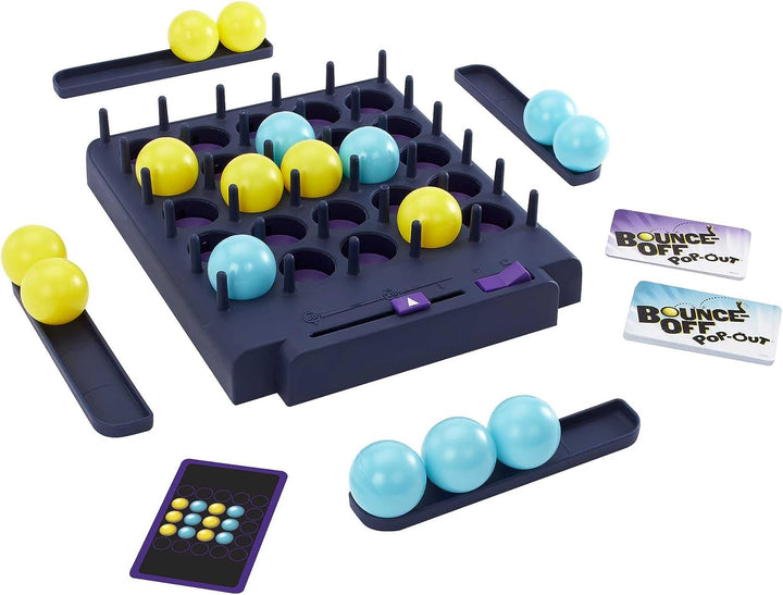 BOUNCE-OFF POP-OUT Party Game for Family, Teens, Adults with 16 balls, 20 Challenge Cards