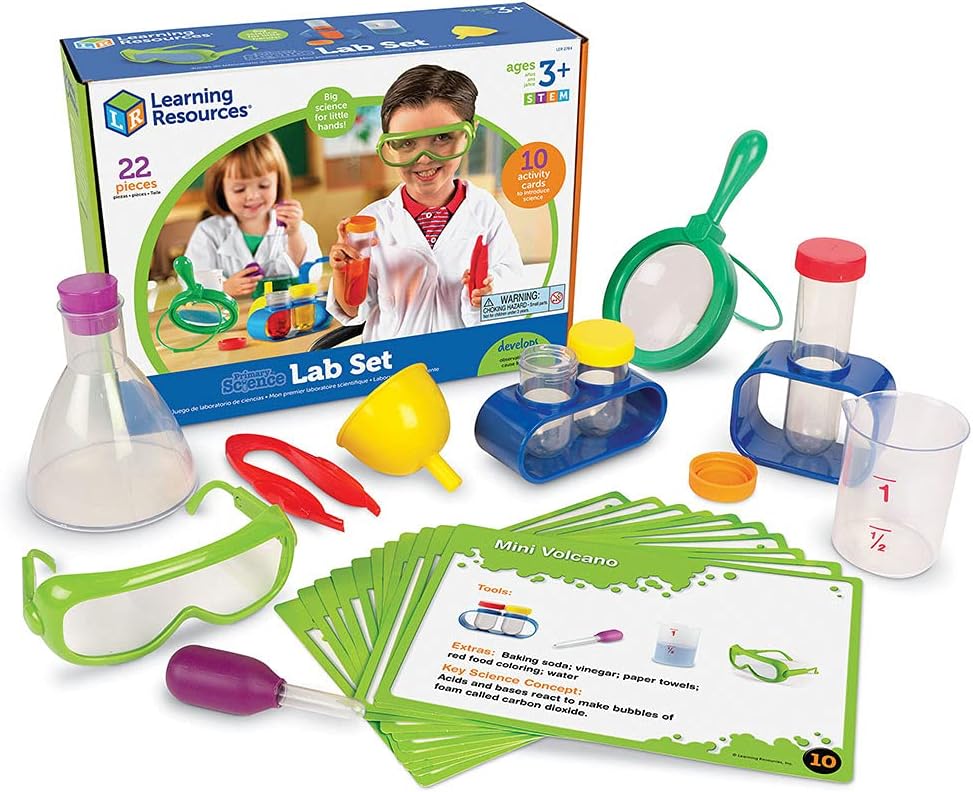 Learning Resources LSP2784-UK Primary Science Set, Hands on Lab Kit for Kids, Easy Follow Activities, Beakers, Magnifying Glass, Funnel, Pipette, 22 Pieces