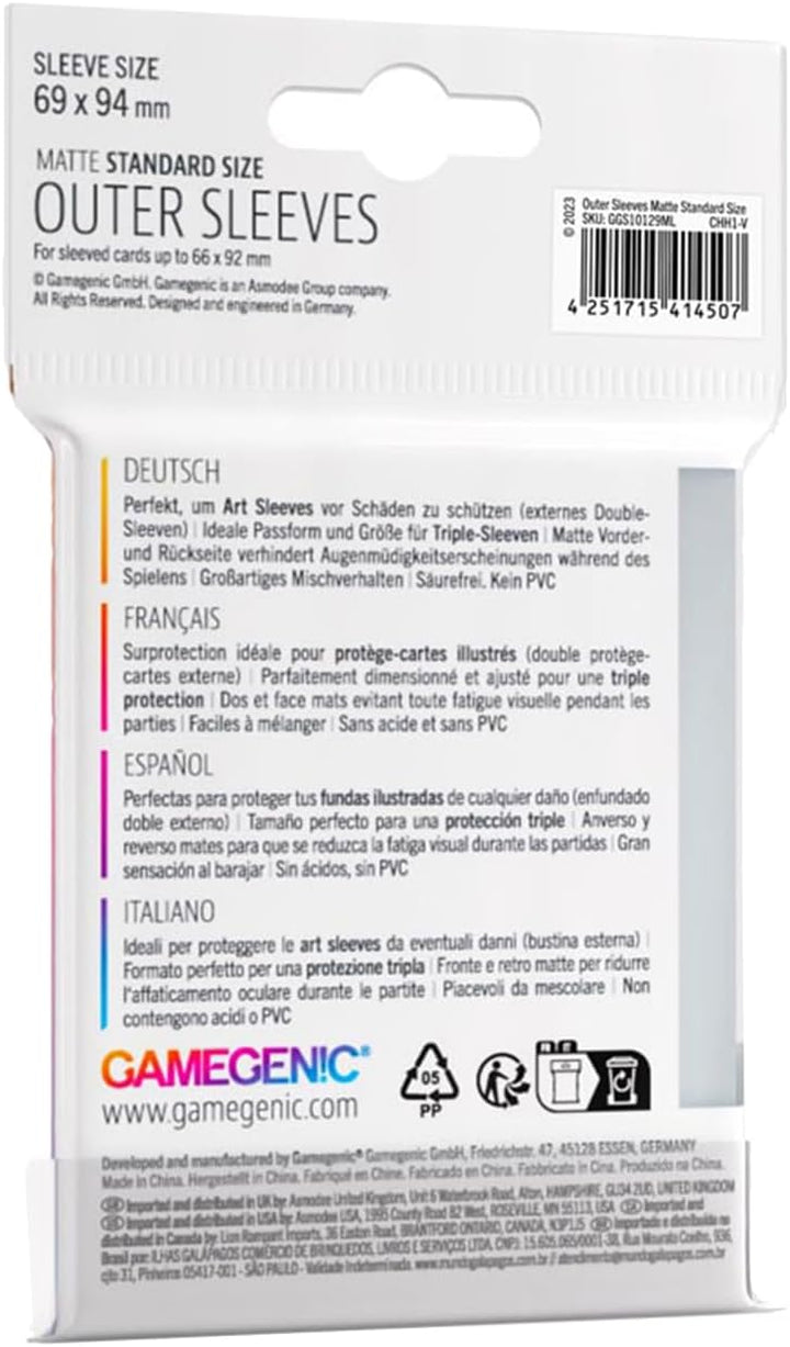 Gamegenic Outer Sleeves Matte Standard Size (50-Pack)