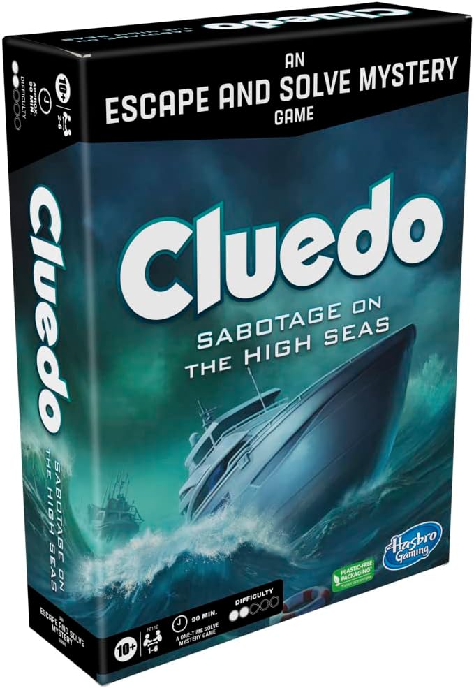 Cluedo Sabotage on the High Seas, Escape Room, Cooperative Family, Mystery Games