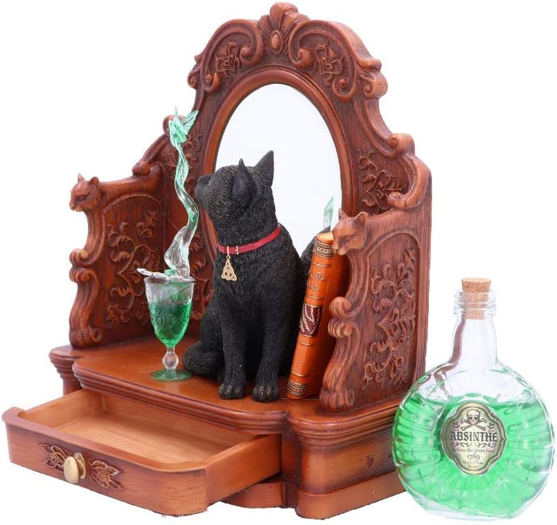 Nemesis Now B4955R0 Lisa Parker Absinthe Cat and Green Fairy Figurine, 21.5cm