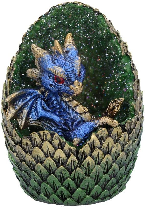 Nemesis Now U5000R0 Blue Geode Home Glittering Hatchling and Egg Figurine, Polyr