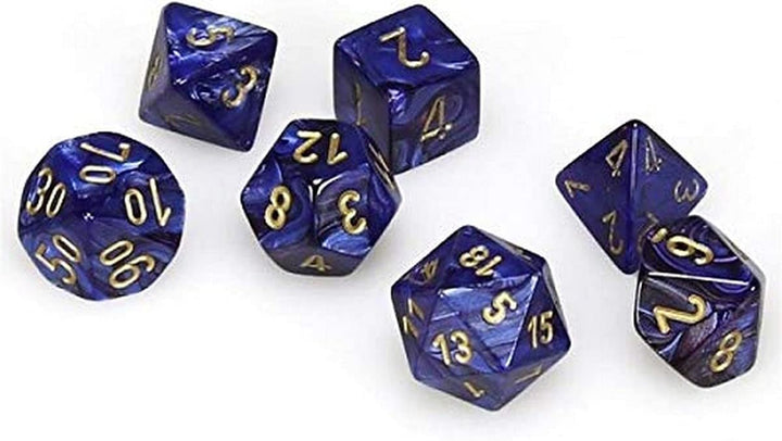 Scarab Royal Blue/gold 7 Die Set Polyhedral