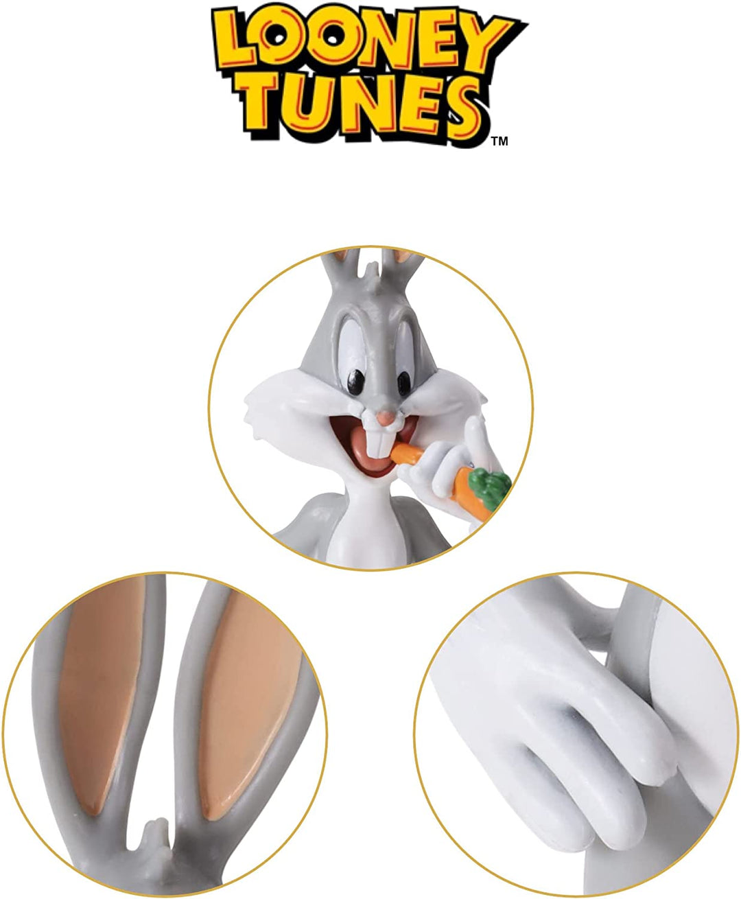 The Noble Collection Looney Tunes Mini Bendyfigs Bugs Bunny - 5.75in (14.5cm) No