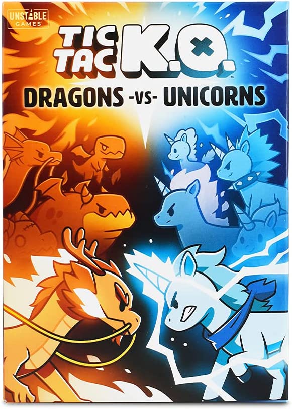 TeeTurtle | Tic Tac KO: Dragons vs Unicorns | Card Game | Ages 8+ | 2-4 Players