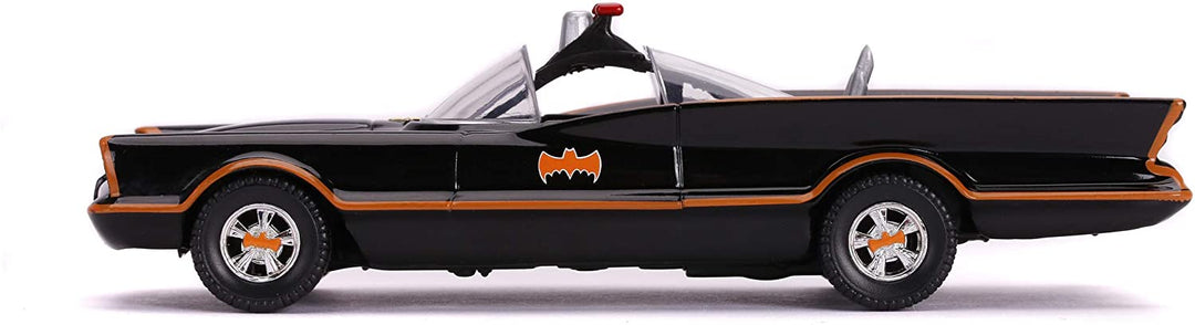 Jada 253213002 1966 Classic Batmobile Toy Car Die-Cast Includes Batman Figure 1:32 Scale Black, One Size