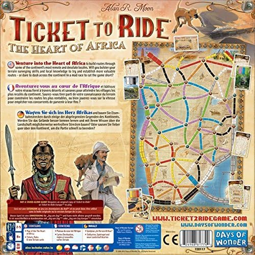 Days of Wonder | Ticket to Ride The Heart of Africa Board Game EXPANSION | Ages 8+ | For 2 to 5 players | Average Playtime 30-60 Minutes