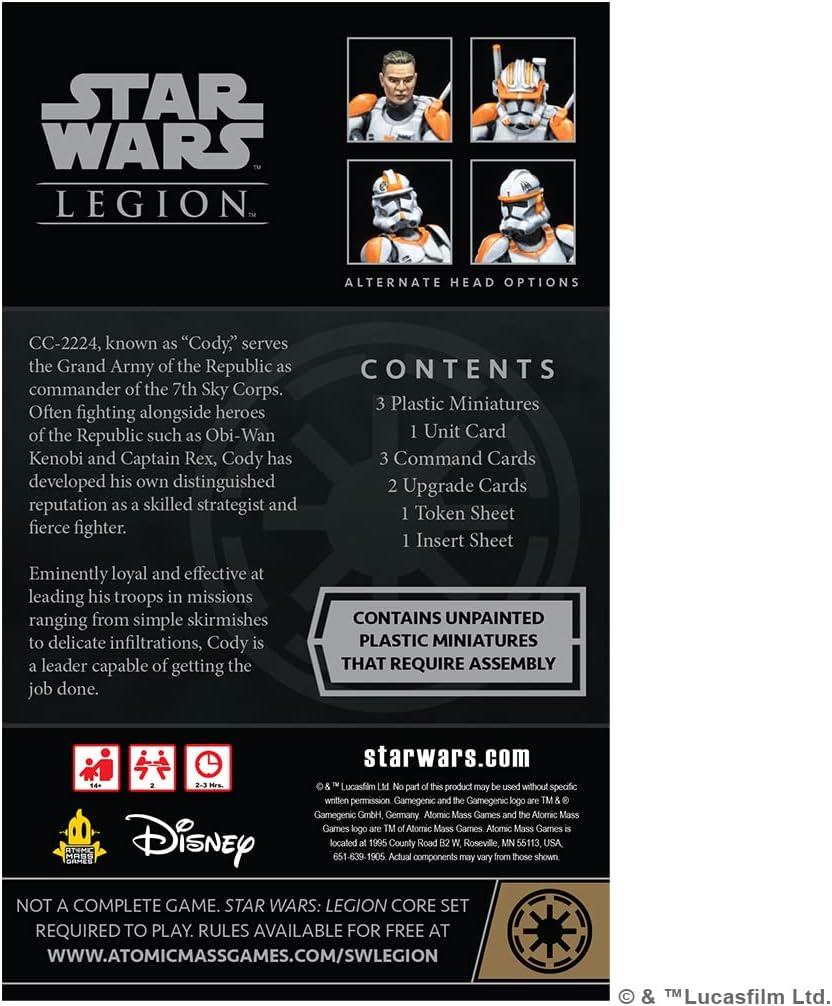 Star Wars Legion Clone Commander Cody Expansion | Two Player Battle Game