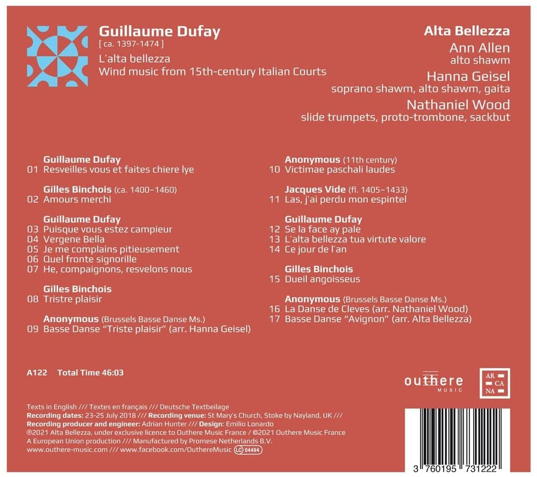 Dufay: L'alta bellezza [Audio CD]