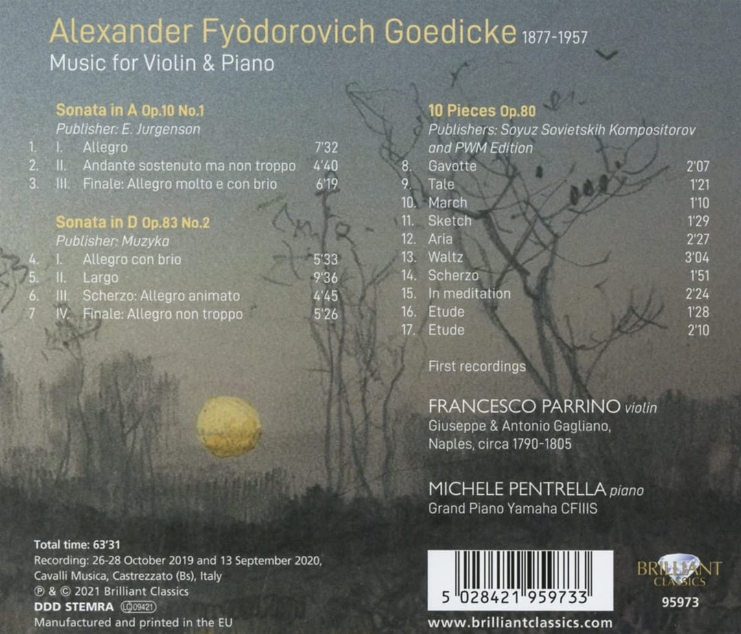 Francesco Parrino - Goedicke: Music for Violin & Piano [Audio CD]