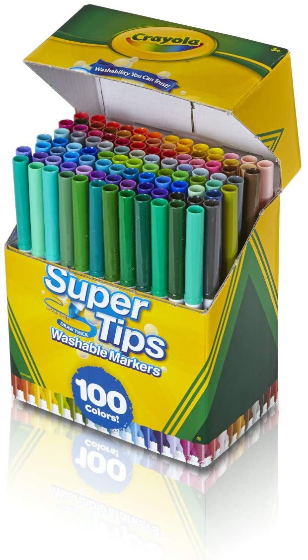 Crayola Super Tips Washable Markers (Pack of 100, Multi-Colour)