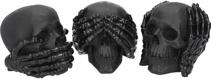 Nemesis Now Dark See No, Hear No, Speak No Evil Skulls Figurine 45cm Black