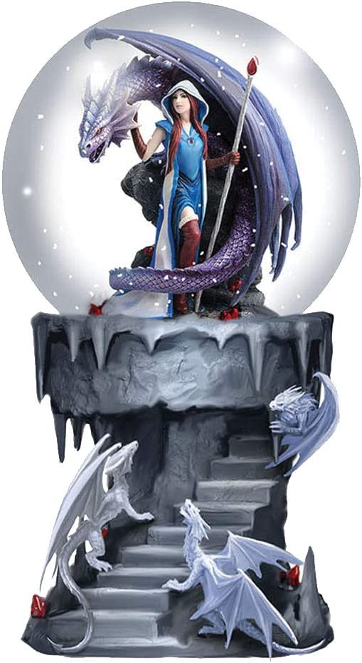 Nemesis Now Anne Stokes Dragon Mage Snowglobe Shaker, Polyresin, Purple