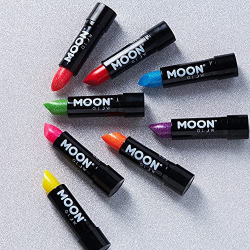 Neon UV Glitter Lipstick by Moon Glow - Red - Bright Neon Coloured Lipstick - Gl