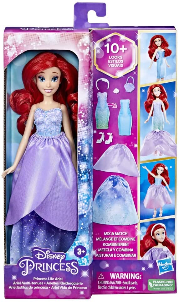 Hasbro Disney Princess F4624 Lebenspuppe „Disney Princesses“, Modell Ariel, 10 Outfits